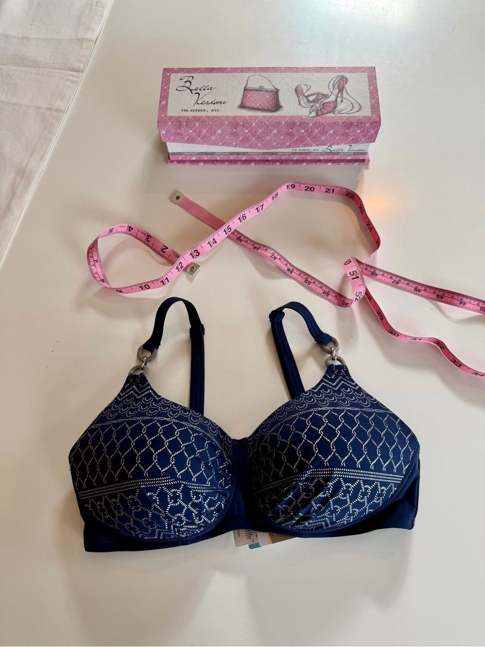 Navy Patterned Underwire Bra -